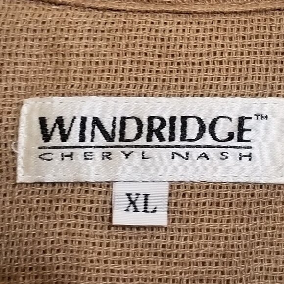 Vtg Windridge Cheryl Nash Womens Top Shirt Size XL Mesh Linen Brown Long Sleeve - Picture 11 of 12